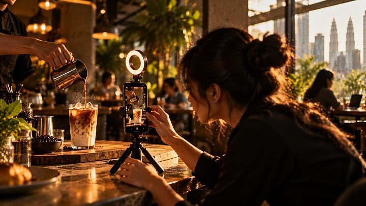 Content shoot in a Kuala Lumpur café